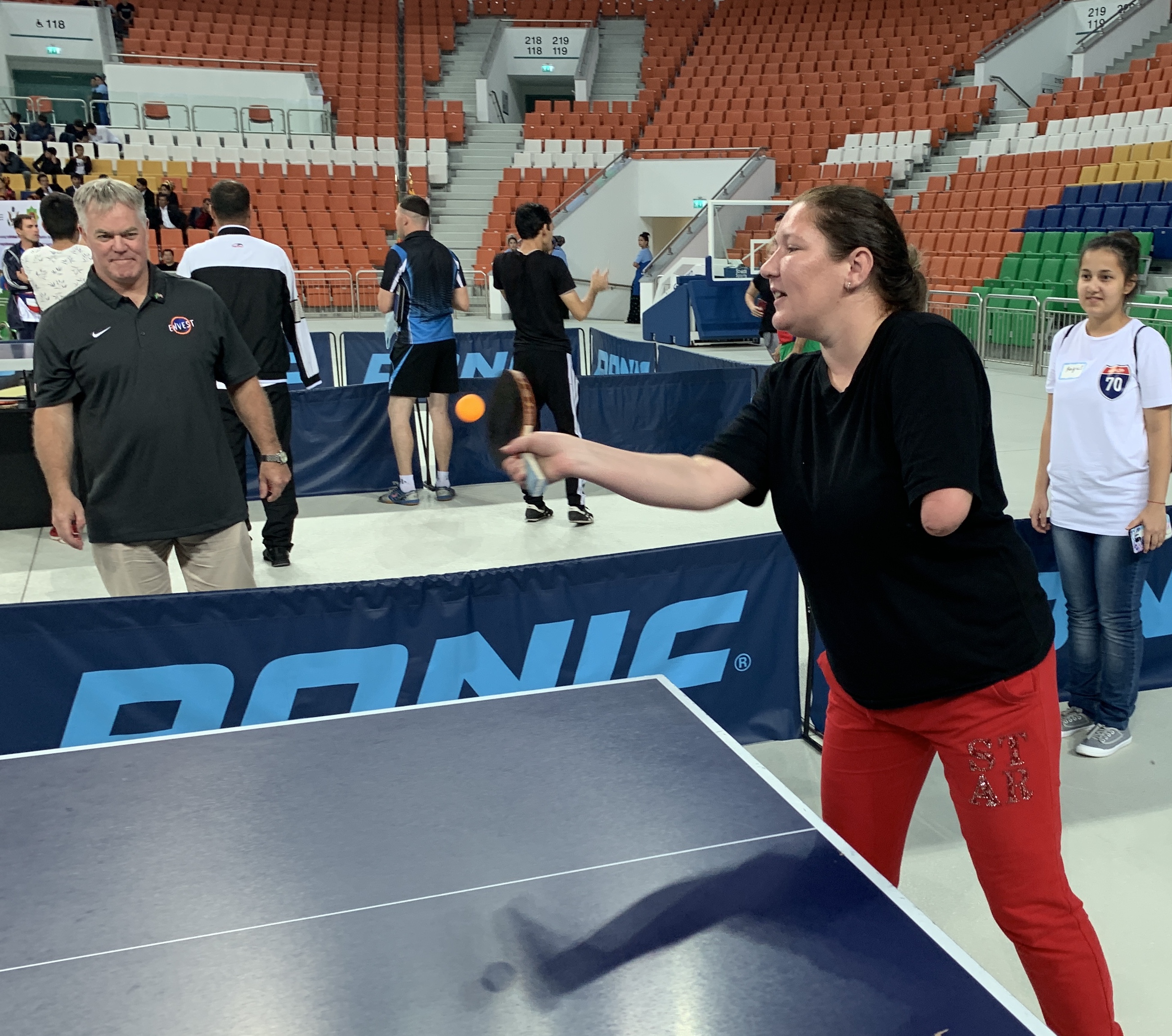 Turkmen amputee playing table tennis