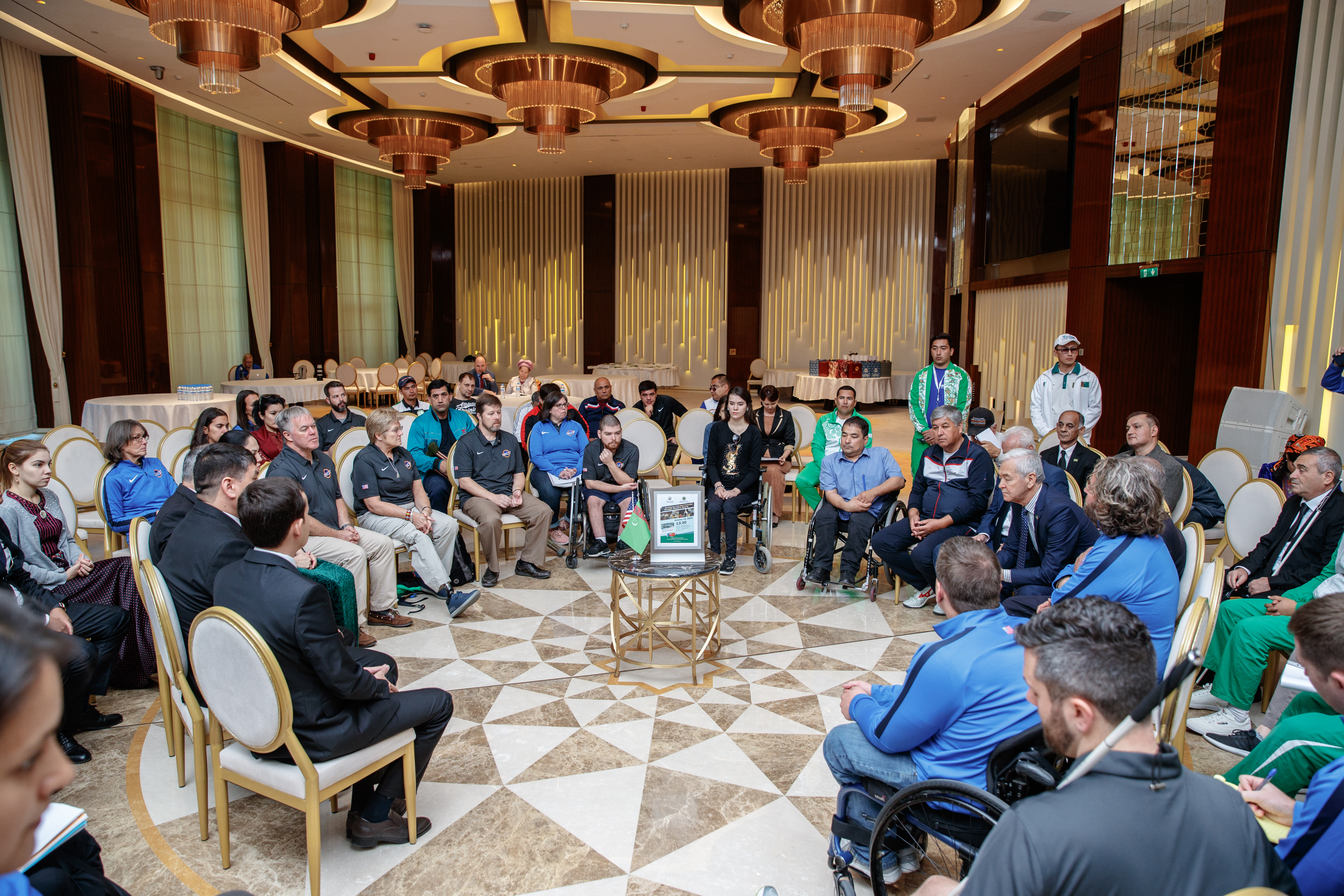 Wide shot of joint summit participants